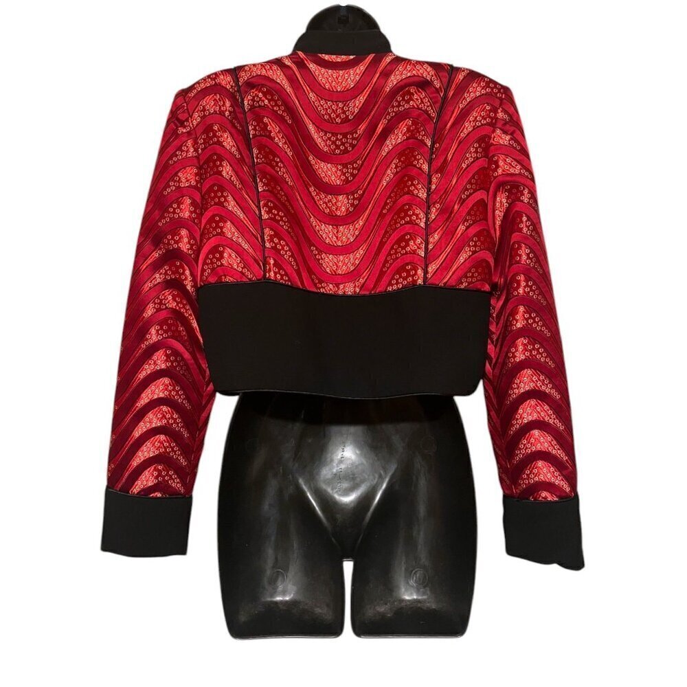Vintage Lillie Rubin Cropped Jacket 4 Bolero Brocade Satin Octopus Ocean - Picture 5 of 10